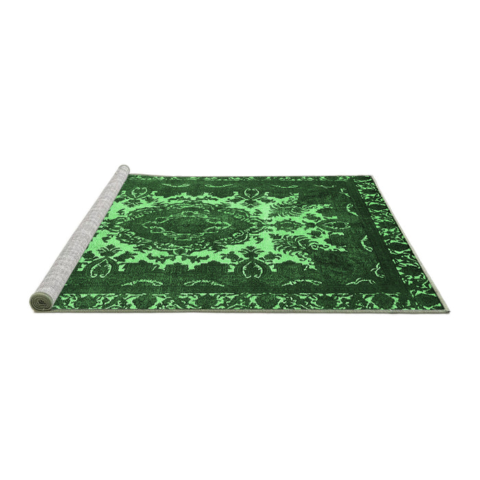 Sideview of Machine Washable Oriental Emerald Green Industrial Area Rugs, wshurb2229emgrn