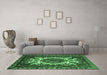 Machine Washable Oriental Emerald Green Industrial Area Rugs in a Living Room,, wshurb2229emgrn