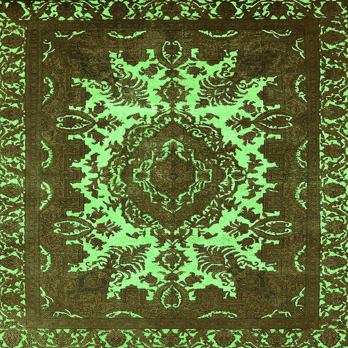 Square Oriental Green Industrial Rug, urb2229grn