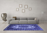 Machine Washable Oriental Blue Industrial Rug, wshurb2229blu