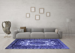 Machine Washable Oriental Blue Industrial Rug in a Living Room, wshurb2229blu