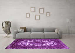 Machine Washable Oriental Purple Industrial Area Rugs in a Living Room, wshurb2229pur