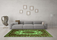 Machine Washable Oriental Green Industrial Rug, wshurb2229grn