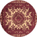 Round Oriental Brown Industrial Rug, urb2229brn