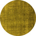 Round Oriental Yellow Industrial Rug, urb2230yw