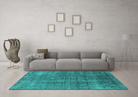 Machine Washable Oriental Turquoise Industrial Rug, wshurb2230turq