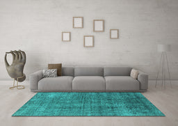 Machine Washable Oriental Turquoise Industrial Area Rugs in a Living Room,, wshurb2230turq