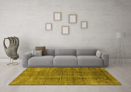 Machine Washable Oriental Yellow Industrial Rug in a Living Room, wshurb2230yw