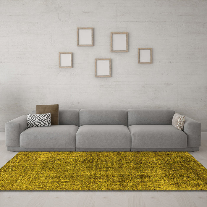 Machine Washable Oriental Yellow Industrial Rug in a Living Room, wshurb2230yw
