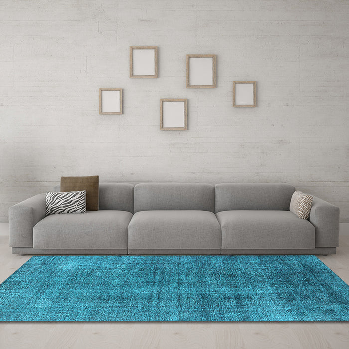 Machine Washable Oriental Light Blue Industrial Rug in a Living Room, wshurb2230lblu