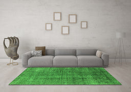 Machine Washable Oriental Green Industrial Area Rugs in a Living Room,, wshurb2230grn