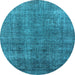 Round Oriental Light Blue Industrial Rug, urb2230lblu