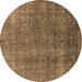 Round Machine Washable Oriental Brown Industrial Rug, wshurb2230brn