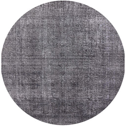 Round Mid-Century Modern Dark Gray Oriental Rug, urb2230