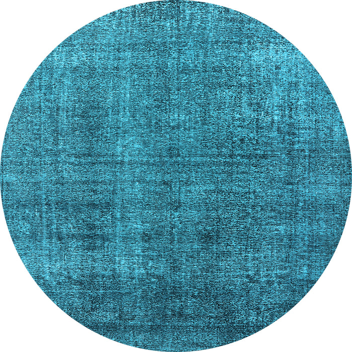 Round Machine Washable Oriental Light Blue Industrial Rug, wshurb2230lblu