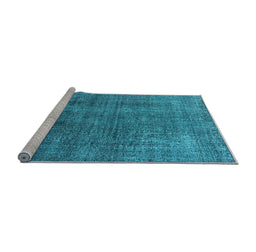 Sideview of Machine Washable Oriental Light Blue Industrial Rug, wshurb2230lblu