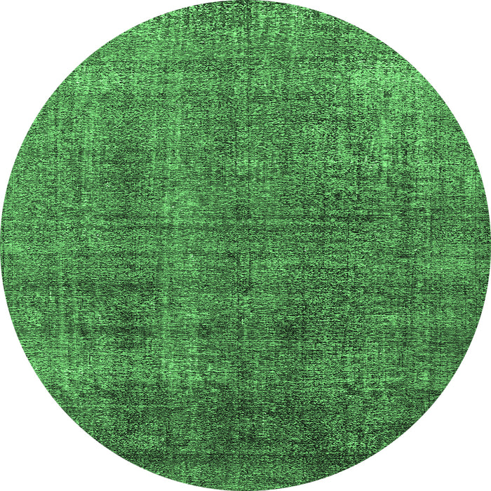 Round Machine Washable Oriental Emerald Green Industrial Area Rugs, wshurb2230emgrn