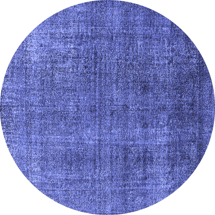 Round Machine Washable Oriental Blue Industrial Rug, wshurb2230blu
