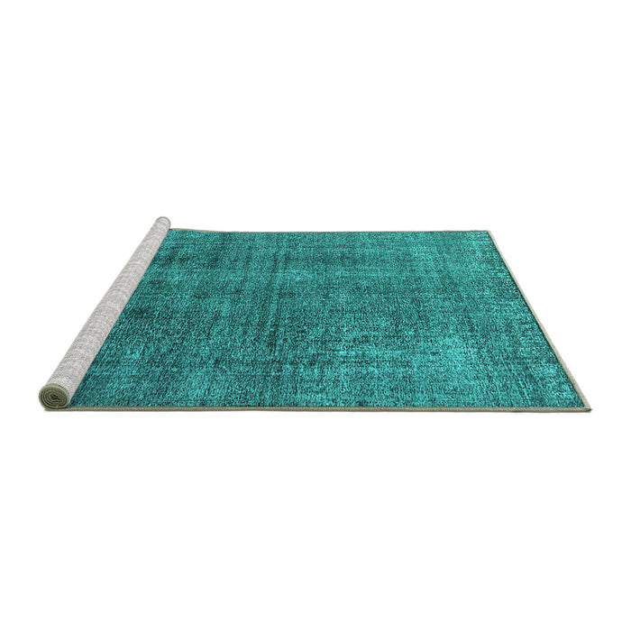 Sideview of Machine Washable Oriental Turquoise Industrial Area Rugs, wshurb2230turq