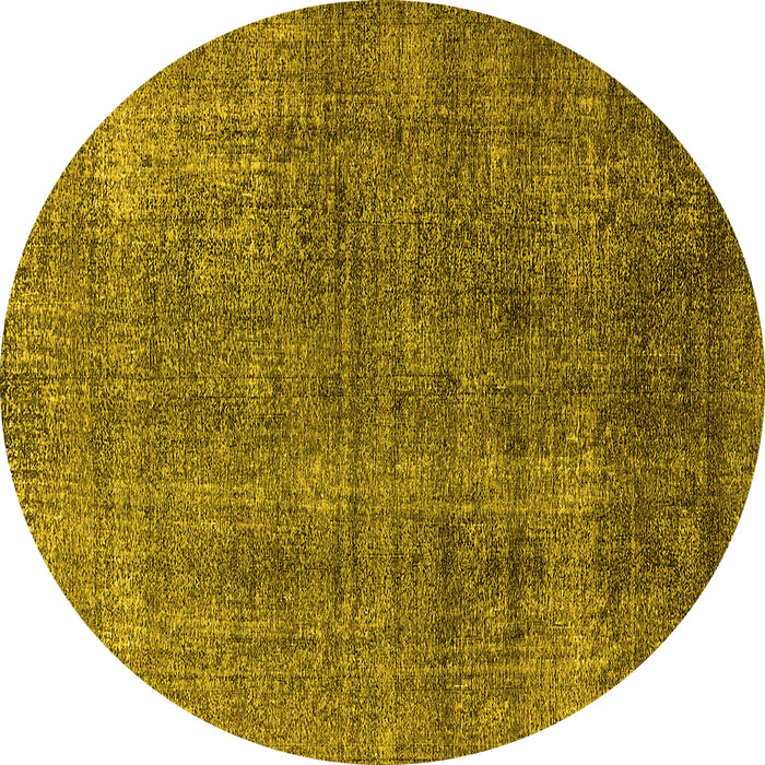 Round Machine Washable Oriental Yellow Industrial Rug, wshurb2230yw