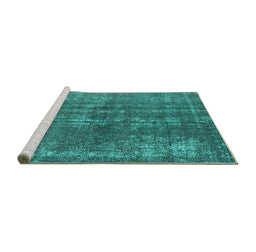 Sideview of Machine Washable Oriental Turquoise Industrial Area Rugs, wshurb2231turq