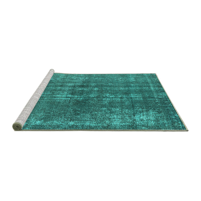 Sideview of Machine Washable Oriental Turquoise Industrial Area Rugs, wshurb2231turq