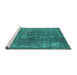 Sideview of Machine Washable Oriental Turquoise Industrial Area Rugs, wshurb2231turq