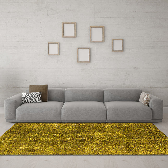 Machine Washable Oriental Yellow Industrial Rug in a Living Room, wshurb2231yw
