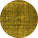 Round Oriental Yellow Industrial Rug, urb2231yw