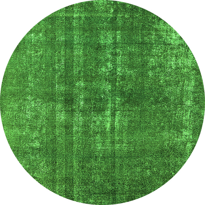Round Machine Washable Oriental Green Industrial Area Rugs, wshurb2231grn