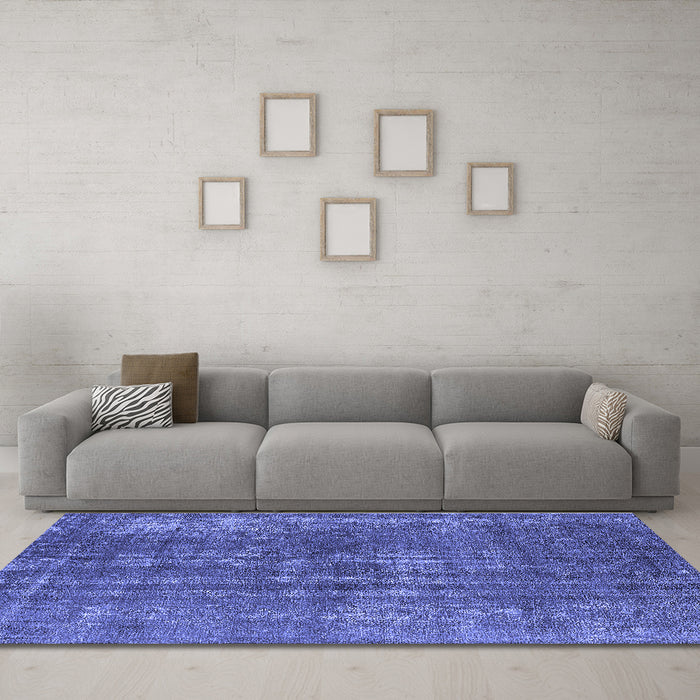 Machine Washable Oriental Blue Industrial Rug in a Living Room, wshurb2231blu