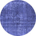 Round Oriental Blue Industrial Rug, urb2231blu