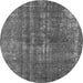 Round Machine Washable Oriental Gray Industrial Rug, wshurb2231gry