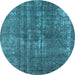 Round Oriental Light Blue Industrial Rug, urb2231lblu