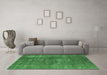 Machine Washable Oriental Emerald Green Industrial Area Rugs in a Living Room,, wshurb2231emgrn