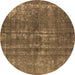 Round Oriental Brown Industrial Rug, urb2231brn