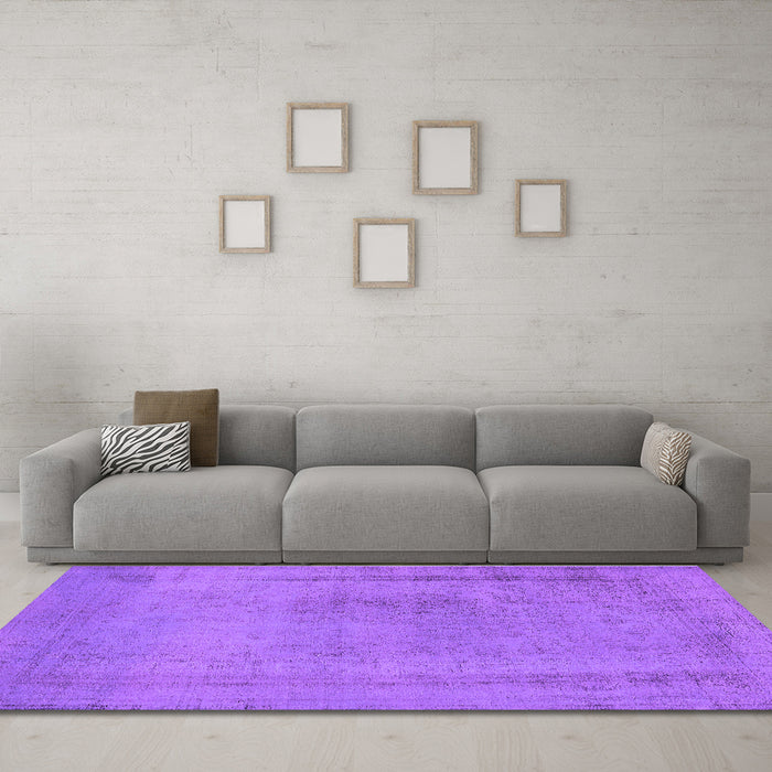 Machine Washable Oriental Purple Industrial Area Rugs in a Living Room, wshurb2232pur