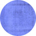 Round Oriental Blue Industrial Rug, urb2232blu