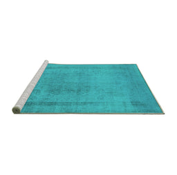 Sideview of Machine Washable Oriental Turquoise Industrial Area Rugs, wshurb2232turq