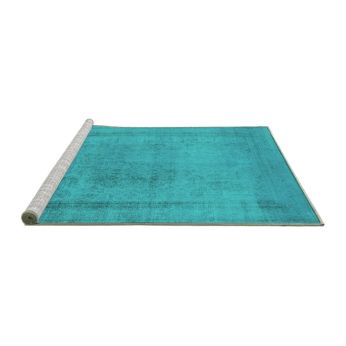 Sideview of Machine Washable Oriental Turquoise Industrial Area Rugs, wshurb2232turq