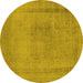 Round Oriental Yellow Industrial Rug, urb2232yw