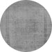 Round Machine Washable Oriental Gray Industrial Rug, wshurb2232gry