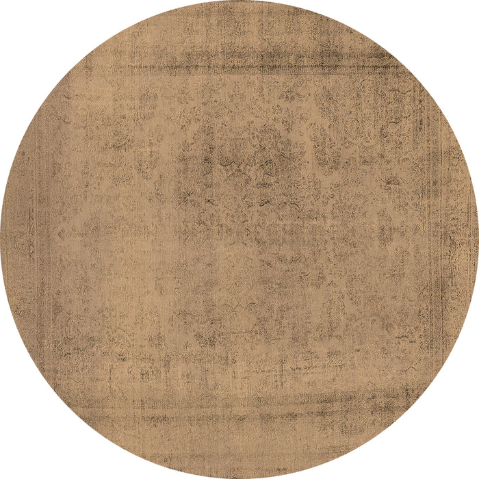 Round Machine Washable Oriental Brown Industrial Rug, wshurb2232brn