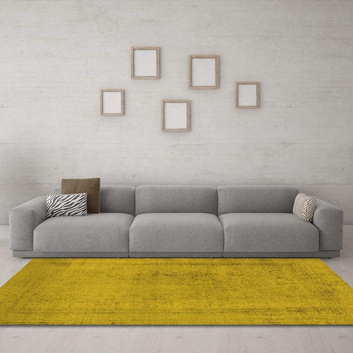 Machine Washable Oriental Yellow Industrial Rug in a Living Room, wshurb2232yw