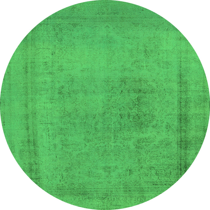 Round Oriental Green Industrial Rug, urb2232grn