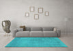 Machine Washable Oriental Turquoise Industrial Area Rugs in a Living Room,, wshurb2232turq