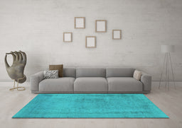 Machine Washable Oriental Turquoise Industrial Area Rugs in a Living Room,, wshurb2232turq