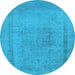 Round Oriental Light Blue Industrial Rug, urb2232lblu