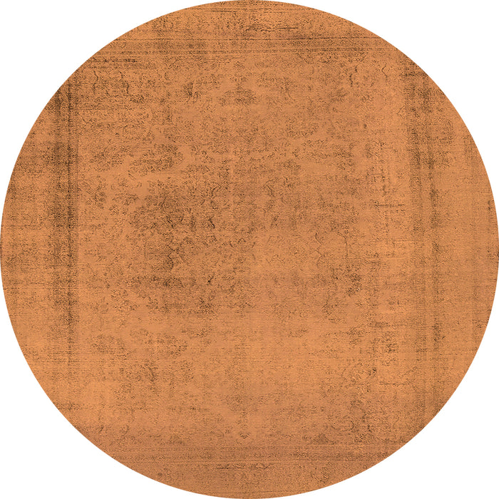 Round Machine Washable Oriental Orange Industrial Area Rugs, wshurb2232org