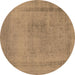 Round Oriental Brown Industrial Rug, urb2232brn